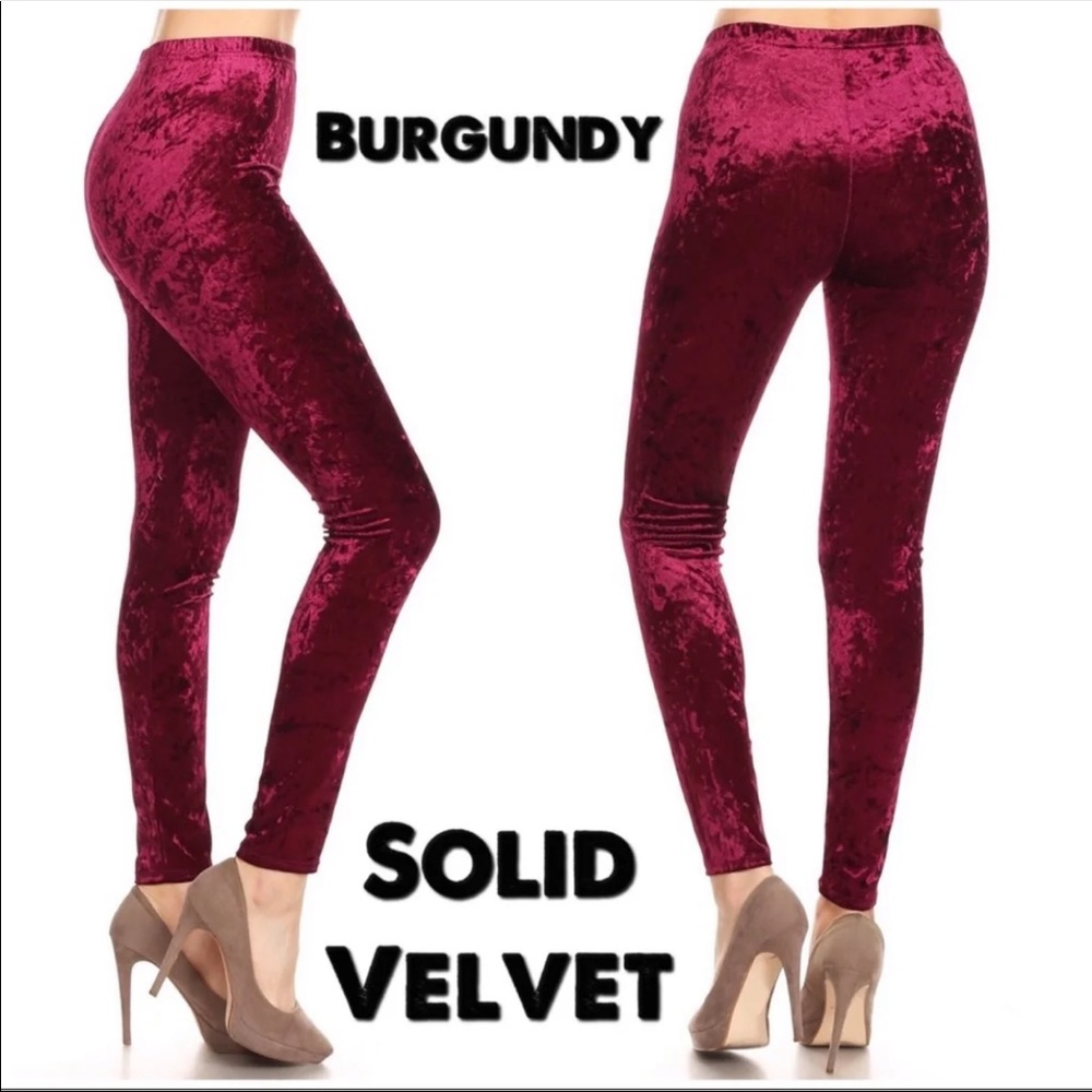 Burgundy Velvet Pants/Leggings